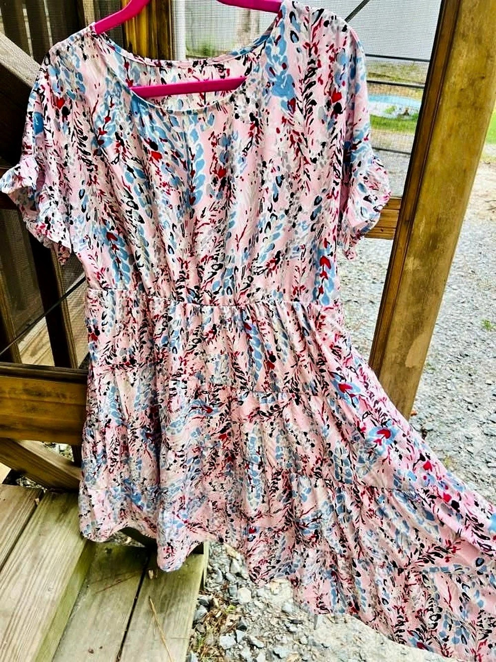 Floral Mini Dress in Pink & Blue Like New